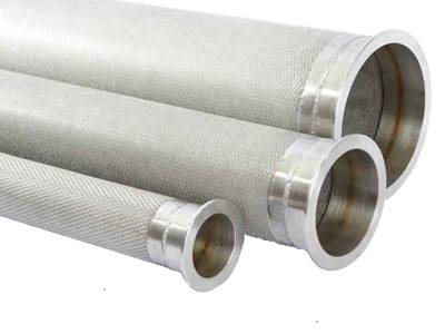 Industrial filtration tube made from sintered mesh