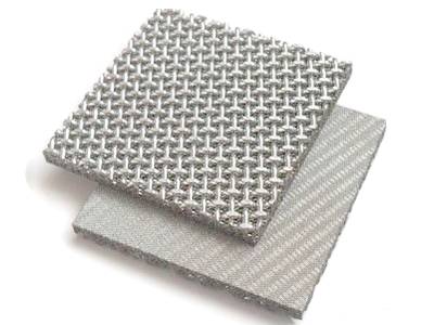 Two stainless steel sintered mesh filter panels