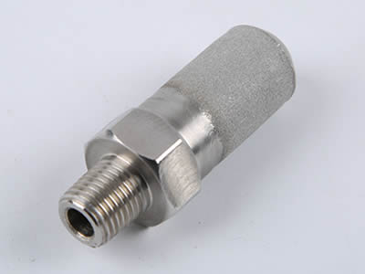 A details of screw on the stainless steel powder filter element.